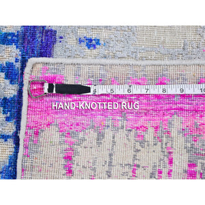 2'x3' THE CARDIAC Sari Silk with Textured Wool Hand Knotted Oriental Rug FWR357270