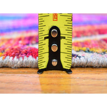 Load image into Gallery viewer, 2&#39;x3&#39;1&quot; Colorful Chevron Design Sari Silk with Textured Wool Hand Knotted Oriental Rug FWR357294