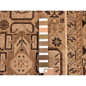 3'2"x9'6" Washed Out Afghan Baluch Pure Wool Runner with Earth Tones Hand Knotted Oriental Rug FWR357360