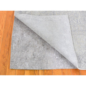 8'x10' Beige Wool and Plant Based Silk Hand Loomed Fine Jacquard with Erased Design Oriental Rug FWR357396