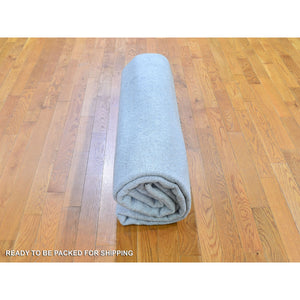 8'x10' Beige Wool and Plant Based Silk Hand Loomed Fine Jacquard with Erased Design Oriental Rug FWR357396
