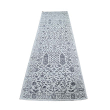 Load image into Gallery viewer, 2&#39;5&quot;x8&#39; Gray Jacquard Hand Loomed Broken Cypress Tree Design Silken Thick and Plush Runner Oriental Rug FWR357414
