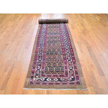 Load image into Gallery viewer, 3&#39;x18&#39; Brown Antique Persian Serab Camel Hair Full Pile Excellent Condition All Over Geometric Flower Design Hand Knotted Pure Wool XL Runner Oriental Rug FWR357444