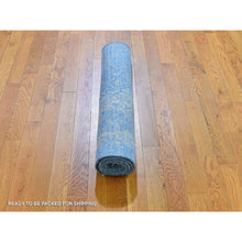 Load image into Gallery viewer, 3&#39;x5&#39; Blue Broken Persian Design Wool and Pure Silk Hand Knotted Oriental Rug FWR357456
