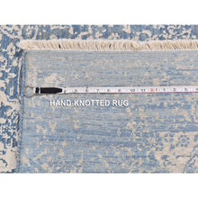 Load image into Gallery viewer, 3&#39;x5&#39; Blue Broken Persian Design Wool and Pure Silk Hand Knotted Oriental Rug FWR357456