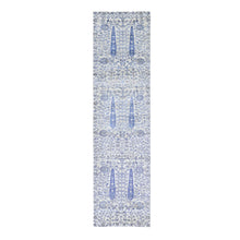 Load image into Gallery viewer, 2&#39;7&quot;x10&#39;1&quot; Ivory Willow and Cypress Tree Design Silk with Textured Wool Hand Knotted Runner Oriental Rug FWR357540