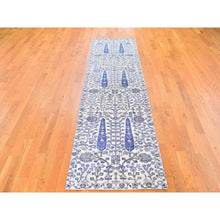 Load image into Gallery viewer, 2&#39;7&quot;x10&#39;1&quot; Ivory Willow and Cypress Tree Design Silk with Textured Wool Hand Knotted Runner Oriental Rug FWR357540