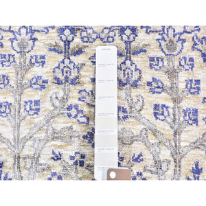 2'7"x10'1" Ivory Willow and Cypress Tree Design Silk with Textured Wool Hand Knotted Runner Oriental Rug FWR357540