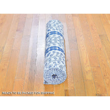 Load image into Gallery viewer, 2&#39;7&quot;x10&#39;1&quot; Ivory Willow and Cypress Tree Design Silk with Textured Wool Hand Knotted Runner Oriental Rug FWR357540