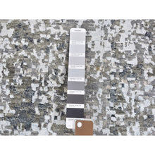 Load image into Gallery viewer, 2&#39;5&quot;x12&#39;1&quot; Gray Abstract Design Wool and Silk Hi-Low Pile Denser Weave Hand Knotted Oriental Rug FWR357702