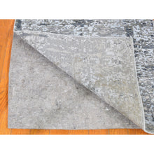 Load image into Gallery viewer, 2&#39;5&quot;x12&#39;1&quot; Gray Abstract Design Wool and Silk Hi-Low Pile Denser Weave Hand Knotted Oriental Rug FWR357702