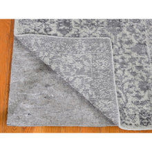 Load image into Gallery viewer, 2&#39;5&quot;x8&#39; Gray Jacquard Hand Loomed Broken Cypress Tree Design Wool and Silk Thick and Plush Runner Oriental Rug FWR357720