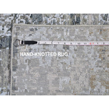 Load image into Gallery viewer, 2&#39;6&quot;x12&#39;3&quot; Silver Blue Abstract Design Wool and Silk Hi-Low Pile Dense Weave Hand Knotted Oriental Rug FWR357738