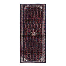 Load image into Gallery viewer, 3&#39;5&quot;x10&#39;4&quot; New Persian Hamadan Mahi Fish Design Wide Runner Pure Wool Hand Knotted Oriental Rug FWR357834
