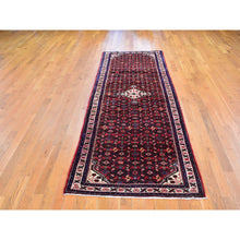 Load image into Gallery viewer, 3&#39;5&quot;x10&#39;4&quot; New Persian Hamadan Mahi Fish Design Wide Runner Pure Wool Hand Knotted Oriental Rug FWR357834