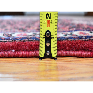 3'5"x10'4" New Persian Hamadan Mahi Fish Design Wide Runner Pure Wool Hand Knotted Oriental Rug FWR357834