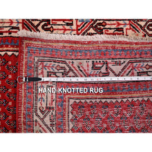 Load image into Gallery viewer, 3&#39;8&quot;x9&#39;9&quot; Red New Persian Sarouk Mir Pure Wool Wide Runner Hand Knotted Oriental Rug FWR357996