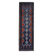 Load image into Gallery viewer, 3&#39;2&quot;x9&#39;10&quot; New Persian Abadeh Runner Dense Weave Geometric Medallion Design Pure Wool Hand Knotted Oriental Rug FWR358002