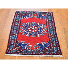 Load image into Gallery viewer, 2&#39;8&quot;x4&#39; New Persian Hamadan Open Field Red Pure Wool Hand Knotted Oriental Rug FWR358026