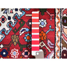 Load image into Gallery viewer, 3&#39;6&quot;x5&#39;3&quot; Red New Persian Hamadan Small Flower Medallion Pure Wool Hand Knotted Oriental Rug FWR358068