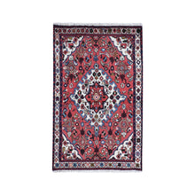 Load image into Gallery viewer, 3&#39;4&quot;x5&#39;3&quot; Red Natural Wool New Persian Hamadan Flower Medallion Tribal Weaving Hand Knotted Oriental Rug FWR358152