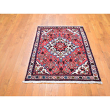 Load image into Gallery viewer, 3&#39;4&quot;x5&#39;3&quot; Red Natural Wool New Persian Hamadan Flower Medallion Tribal Weaving Hand Knotted Oriental Rug FWR358152