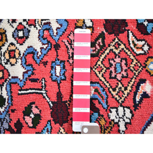 3'4"x5'3" Red Natural Wool New Persian Hamadan Flower Medallion Tribal Weaving Hand Knotted Oriental Rug FWR358152