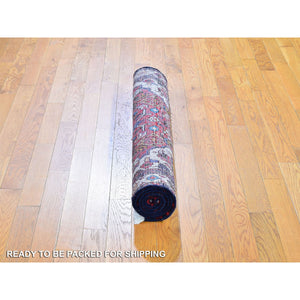 3'4"x5'3" Red Natural Wool New Persian Hamadan Flower Medallion Tribal Weaving Hand Knotted Oriental Rug FWR358152