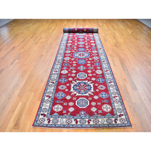 3'10"x17'3" Extra Long Wide Kazak Runner Hand Knotted Natural Wool Oriental Rug FWR358194