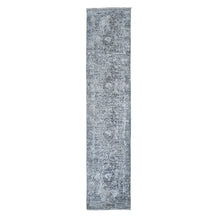 Load image into Gallery viewer, 2&#39;5&quot;x12&#39; Gray Persian Design Runner Wool and Silk Hand Knotted Oriental Rug FWR358236