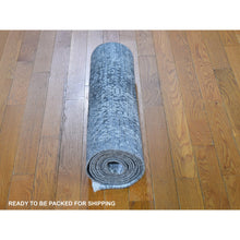 Load image into Gallery viewer, 2&#39;5&quot;x12&#39; Gray Persian Design Runner Wool and Silk Hand Knotted Oriental Rug FWR358236
