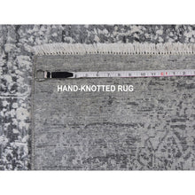 Load image into Gallery viewer, 2&#39;5&quot;x12&#39; Gray Persian Design Runner Wool and Silk Hand Knotted Oriental Rug FWR358236