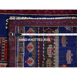 3'x4'10" Pictorial Afghan Baluch with Cars and Buildings Natural Wool Hand Knotted Oriental Rug FWR358272