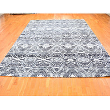 Load image into Gallery viewer, 8&#39;8&quot;x12&#39;1&quot; Real Pure Silk Charcoal Black Transitional Design Hand Knotted Oriental Rug FWR358332