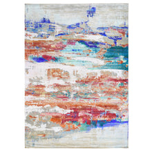 Load image into Gallery viewer, 9&#39;x12&#39;3&quot; Real Pure Silk Colorful Abstract Design Hand Knotted Oriental Rug FWR358350