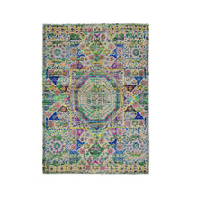 Load image into Gallery viewer, 5&#39;x7&#39; Colorful Sari Silk Mamluk Design Hand Knotted Oriental Rug FWR358368