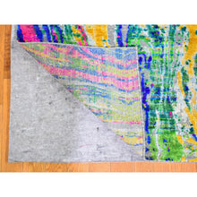 Load image into Gallery viewer, 3&#39;10&quot;x11&#39;9&quot; Colorful Sari Silk with Textured Wool The Lava Design Wide Runner Hand Knotted Oriental Rug FWR358386