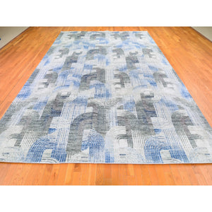 10'x14'3" THE INTERTWINED PASSAGE, Silk with Textured Wool Hand Knotted Oriental Rug FWR358410