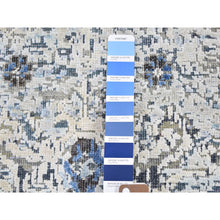 Load image into Gallery viewer, 3&#39;x5&#39;2&quot; Blue Pure Silk with Textured Wool Distressed Oushak Hand Knotted Oriental Rug FWR358446