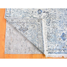 Load image into Gallery viewer, 3&#39;x5&#39;2&quot; Blue Pure Silk with Textured Wool Distressed Oushak Hand Knotted Oriental Rug FWR358446