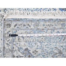 Load image into Gallery viewer, 3&#39;x5&#39;2&quot; Blue Pure Silk with Textured Wool Distressed Oushak Hand Knotted Oriental Rug FWR358446