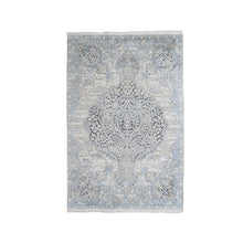 Load image into Gallery viewer, 4&#39;x6&#39;3&quot; Tree of Life Meditation Design Silk with Textured Wool Hand Knotted Oriental Rug FWR358470