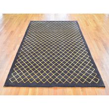 Load image into Gallery viewer, 6&#39;x8&#39;9&quot; Charcoal Brown Modern Nepali Wool and Silk Hand Knotted Oriental Rug FWR358494