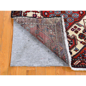 3'8"x5'6" Vintage Persian Hamadan Full Pile Organic Wool Hand Knotted Oriental Rug FWR358542