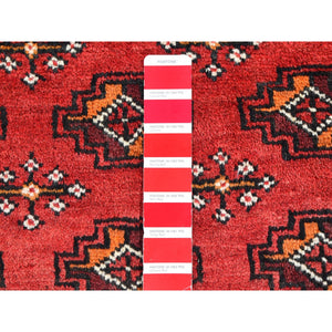 3'10"x7'4" Red Vintage Persian Baluch Hand Knotted Organic Wool Oriental Rug FWR358548