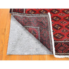 Load image into Gallery viewer, 3&#39;10&quot;x7&#39;4&quot; Red Vintage Persian Baluch Hand Knotted Organic Wool Oriental Rug FWR358548