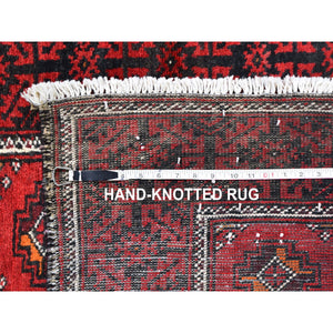 3'10"x7'4" Red Vintage Persian Baluch Hand Knotted Organic Wool Oriental Rug FWR358548