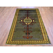 Load image into Gallery viewer, 4&#39;6&quot;x8&#39;3&quot; Open Field Interesting Medallion Design Persian Gabbeh Pure Wool Hand Knotted Oriental Rug FWR358938