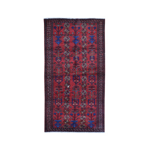 4'1"x8'6" New Persian Baluch Repetitive Design Wide and Long Hand Knotted Organic Wool Oriental Rug FWR359022