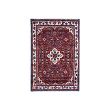 Load image into Gallery viewer, 3&#39;6&quot;x5&#39;1&quot; Red Natural Wool New Persian Hamadan Flower Medallion Design Hand Knotted Oriental Rug FWR359088